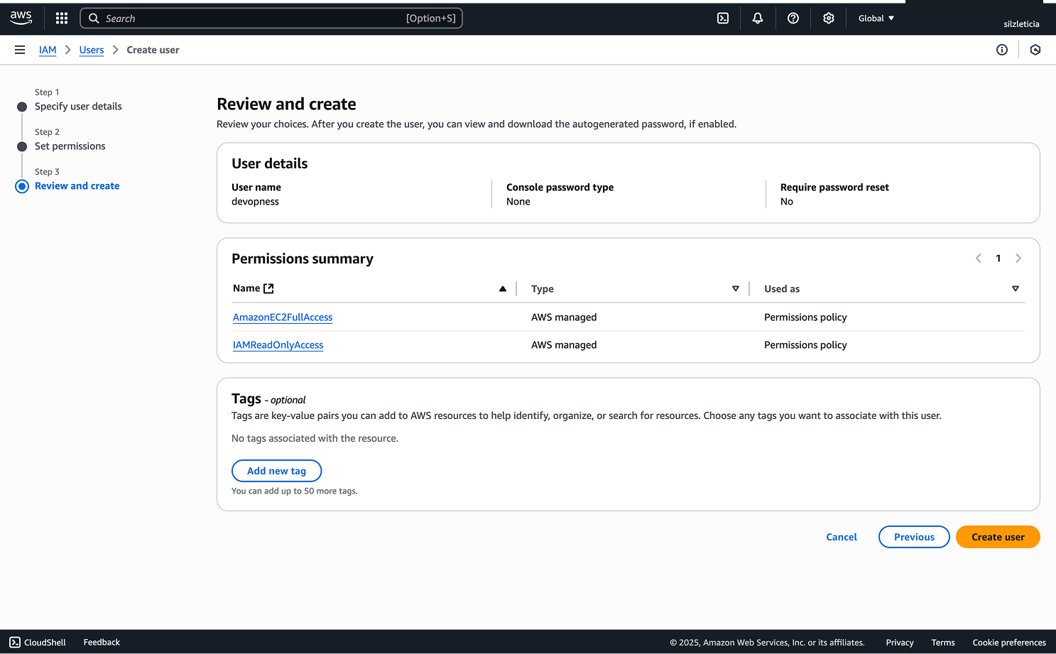 Create user